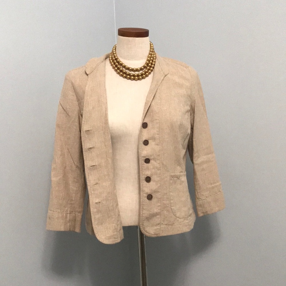Talbots Petites cotton and linen blazer. - Picture 3 of 5